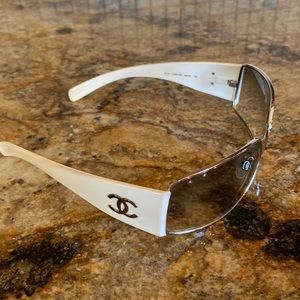 Chanel silver and white sunglasses